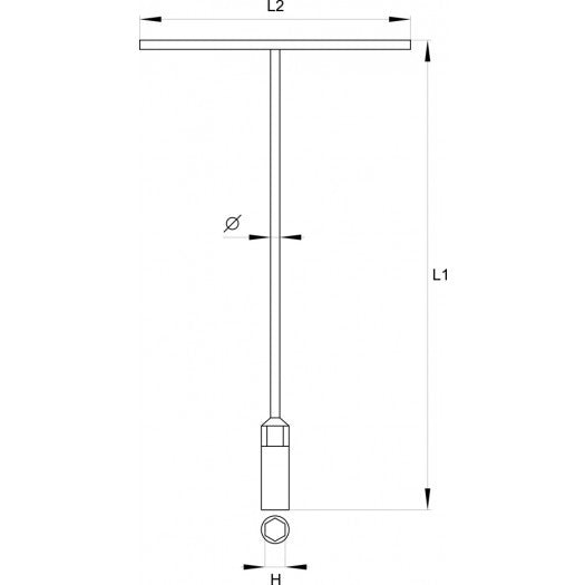 Rankena su galvute T- tipo | 310x200 mm | 13 mm (YT-1576)