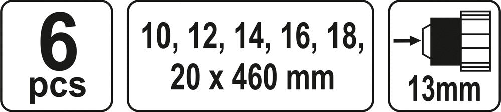 Набор спиральных сверл по дереву | 460 mm | FI-10-20 mm | 6 шт.