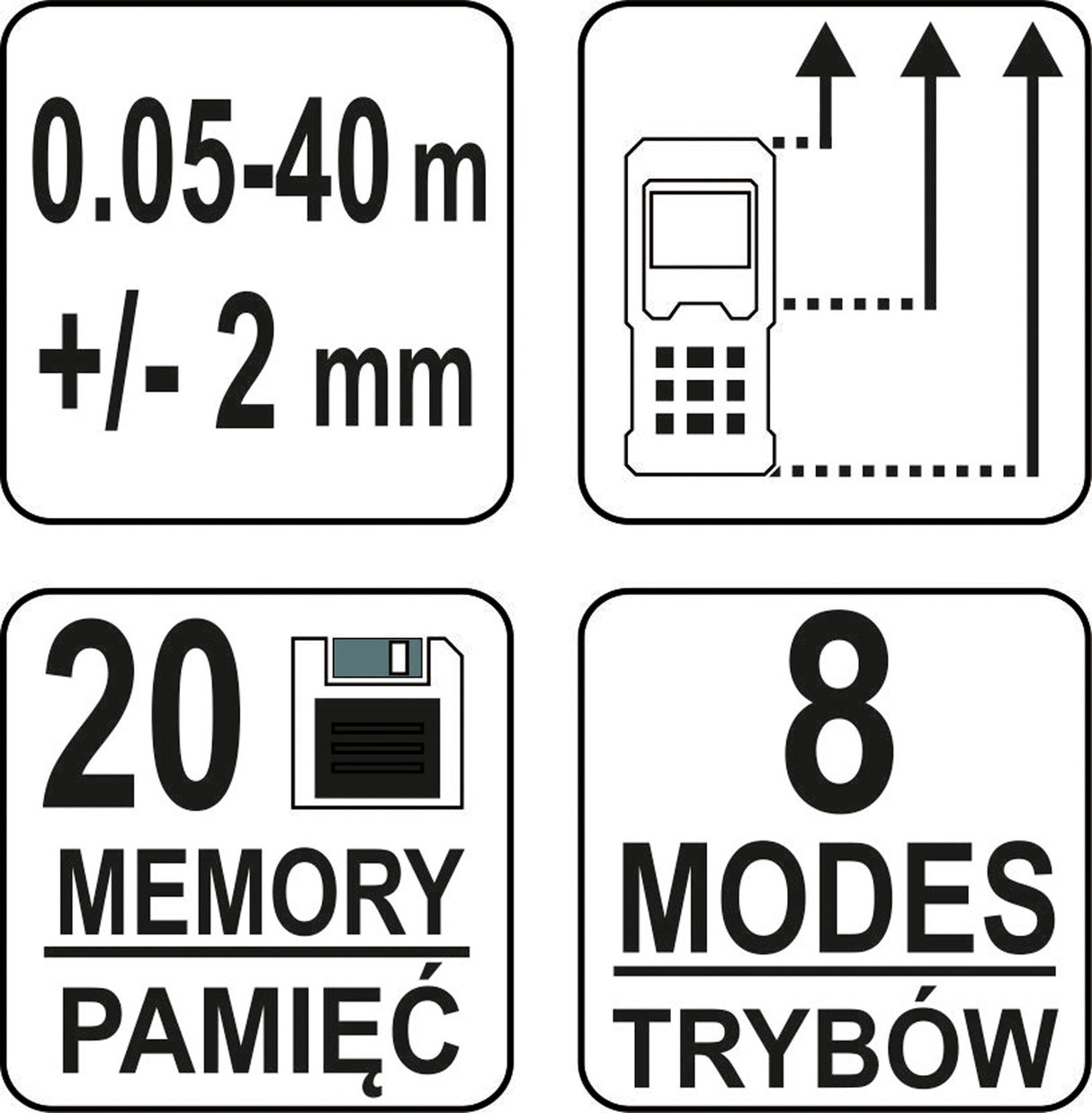 Lazerinis atstumo matuoklis | 0.05-40 m (81790)