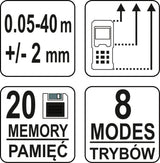 Lazerinis atstumo matuoklis | 0.05-40 m (81790)