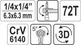 Terkšlė šarnyrinė | galvutėms ir antgaliams | 2 in 1 | 6.3 mm (1/4") (YT-03311)