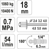 Kniediklis pneumatinis | 2,4 - 5,00 mm (YT-36171)