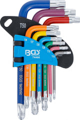 L-TYPE WRENCH SET | MULTICOLOUR | SHORT | T-STAR (FOR TORX) WITH BALL HEAD T10 - T50 | 9 PCS. (74466)