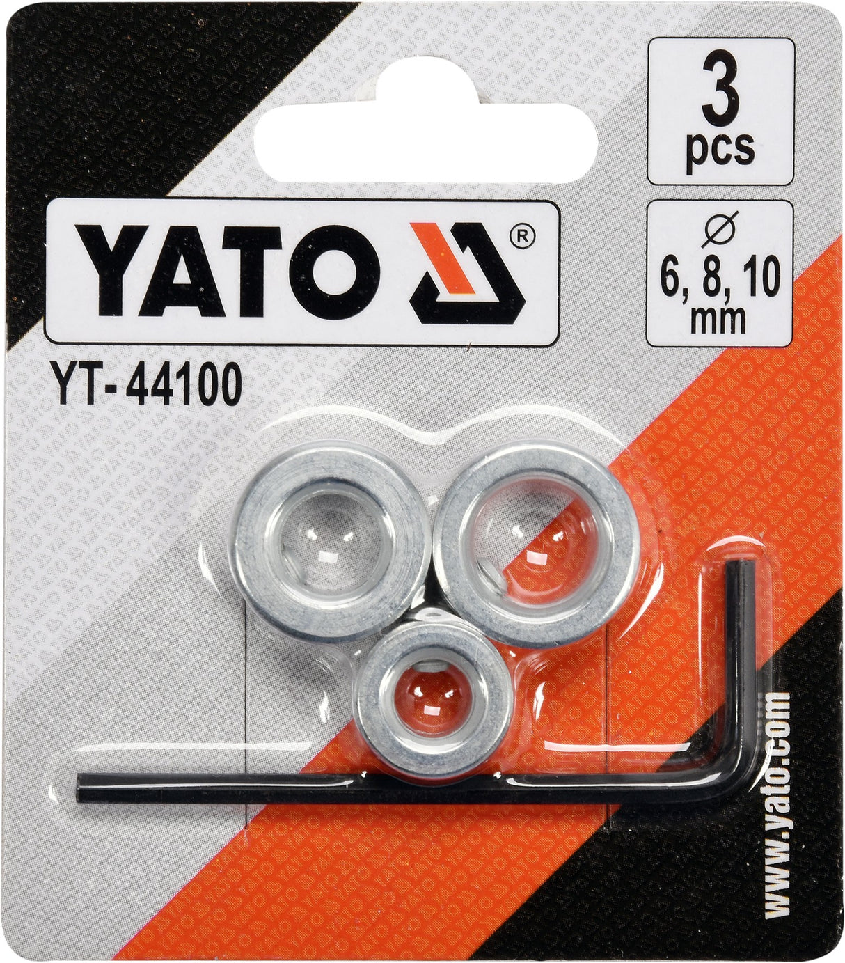 Gręžimo gylio ribotuvai 6, 8, 10 mm | 3 vnt. (YT-44100)