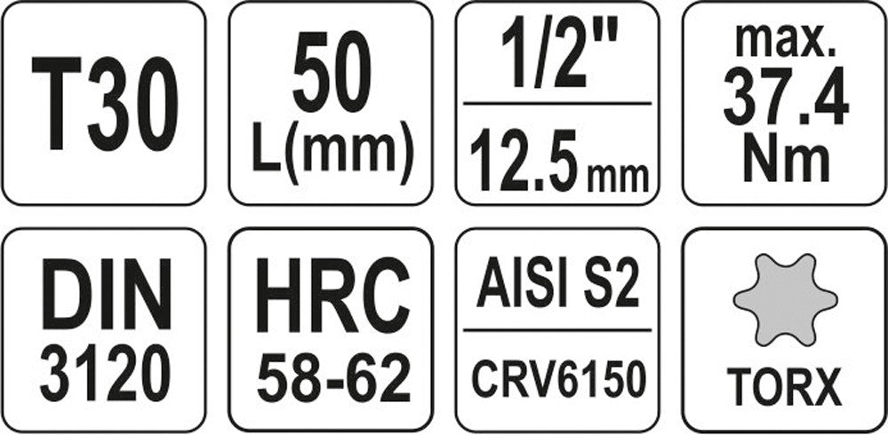 Бита в головке 1/2", T30 x 55 mm