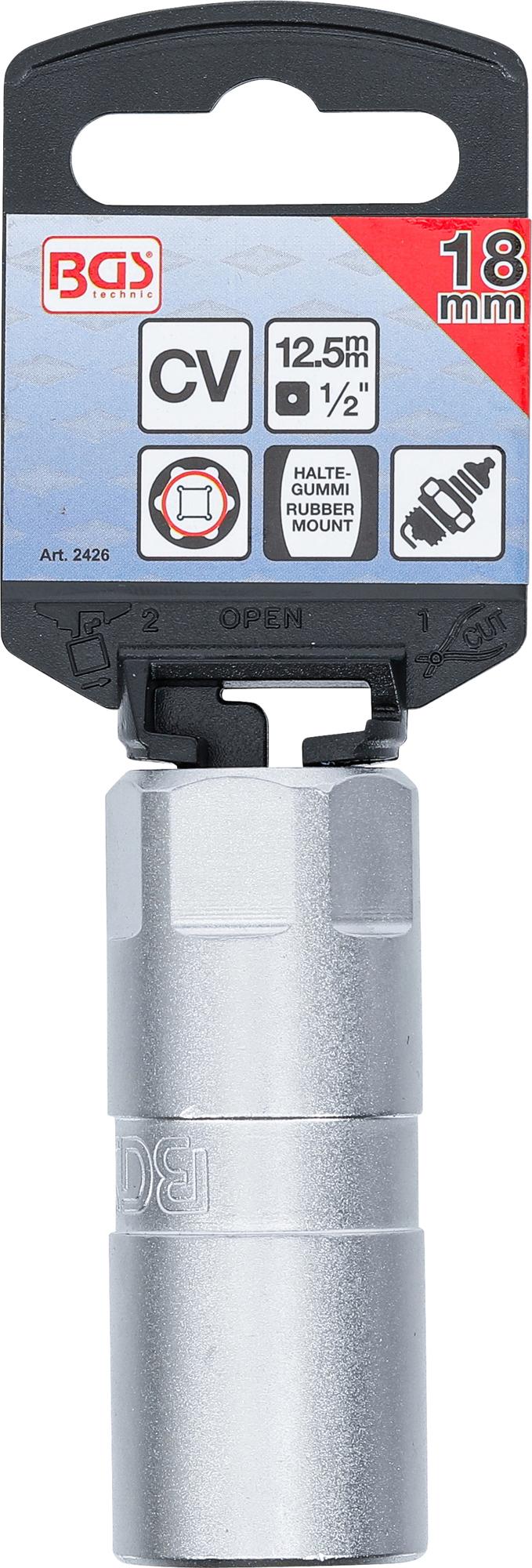 SPARK PLUG SOCKET, HEXAGON | 12.5 MM (1/2") DRIVE | 18 MM (2426)