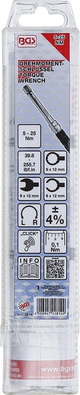 Dinamometras | 9 x 12 mm įstatomiems įrankiams | 5 - 25 Nm (2814)
