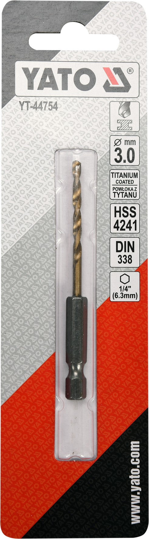 Сверло по металлу с хвостовиком Hex 6.3 mm (1/4") HSS-TiN | 3.0 mm