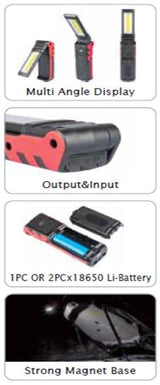 WORK LAMP RECHARGEABLE | 2X3W LED | 200LM + 5W COB LED | 400LM (CWL5R)