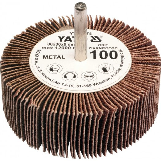FLAP WHEEL W. SHAFT 80X30X6 P80 (YT-83373)