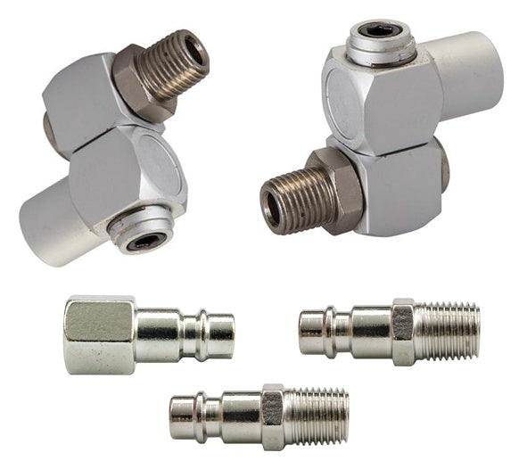 Набор пневматических шарниров и наконечников 1/4", 5 шт. (2+3)