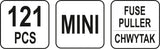 Ассортимент автомобильных предохранителей | с экстрактором | Mini | 121 шт.