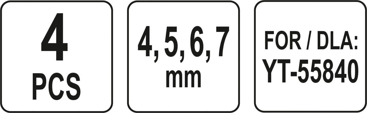 Atsarginiai antgaliai smėliapūtei | 4, 5, 6, 7 mm | YT-55840 (YT-55844)