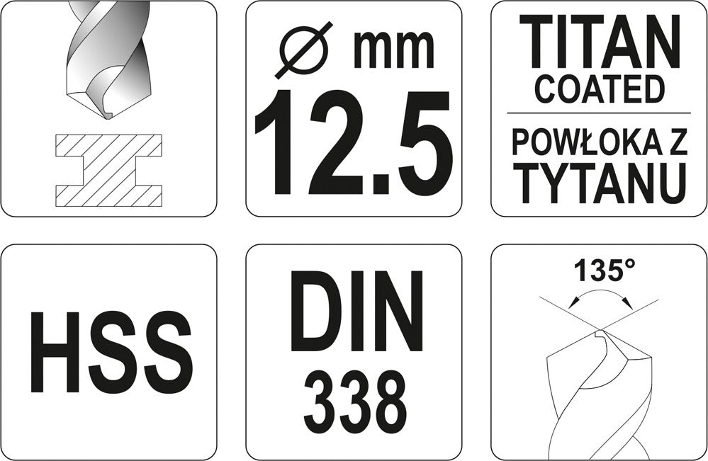 Сверло по металлу HSS-TIN 12.5 mm