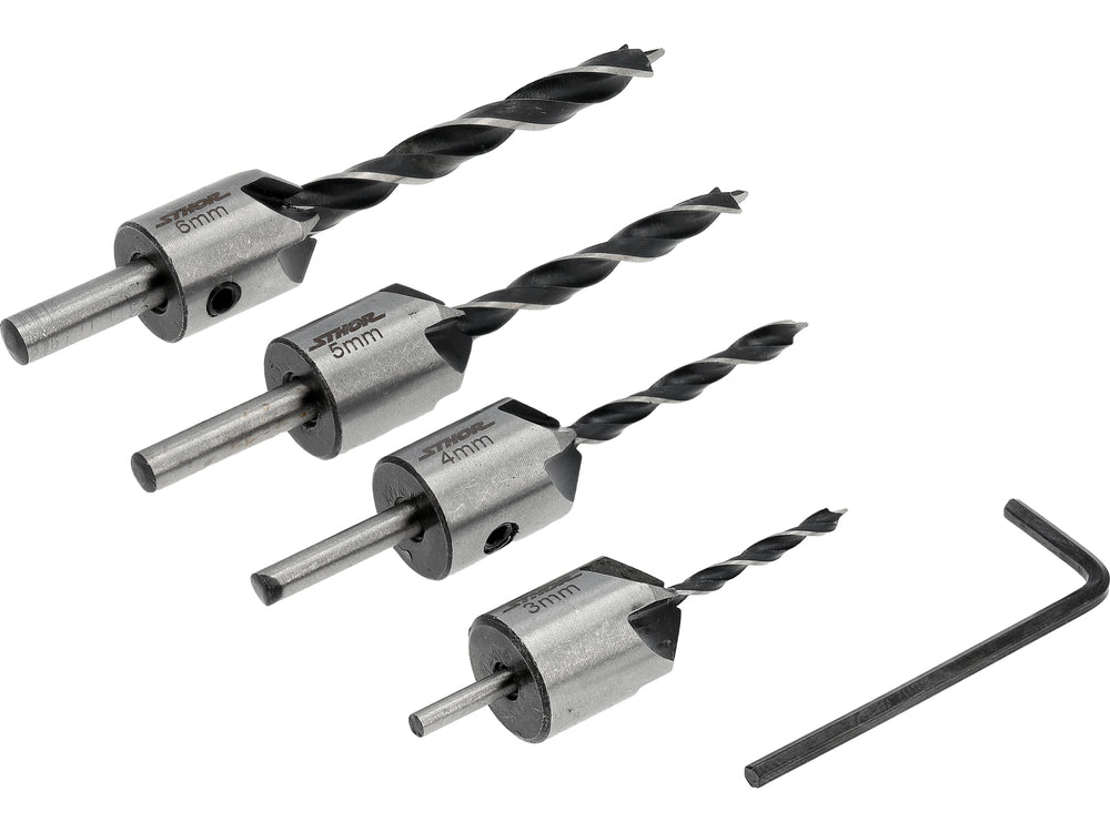 Grąžtai/frezos medžiui | 5 vnt | 3-6 mm | HSS 4241 (22720)
