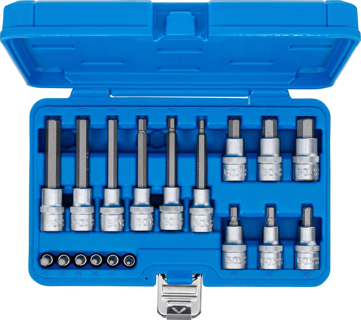 Įpresuotų antgalių rinkinys | 6.3 mm (1/4") / 12.5 mm (1/2") | vidinis šešiakampis hex | 18 vnt. (5171)