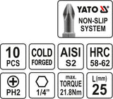 Antgalis PH2x25 mm 10 vnt. (YT-0475)