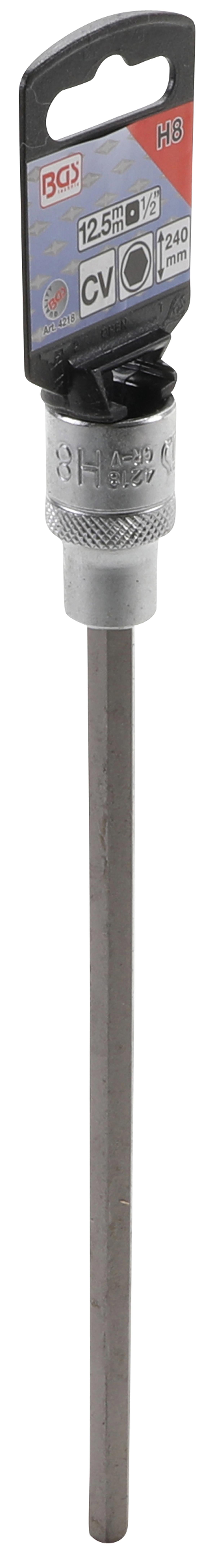 Бита впрессованная в головку | длина 240 mm | 12,5 mm (1/2") шестигранник 8 mm