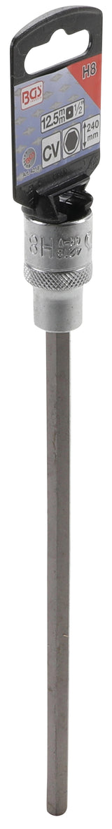 Бита впрессованная в головку | длина 240 mm | 12,5 mm (1/2") шестигранник 8 mm