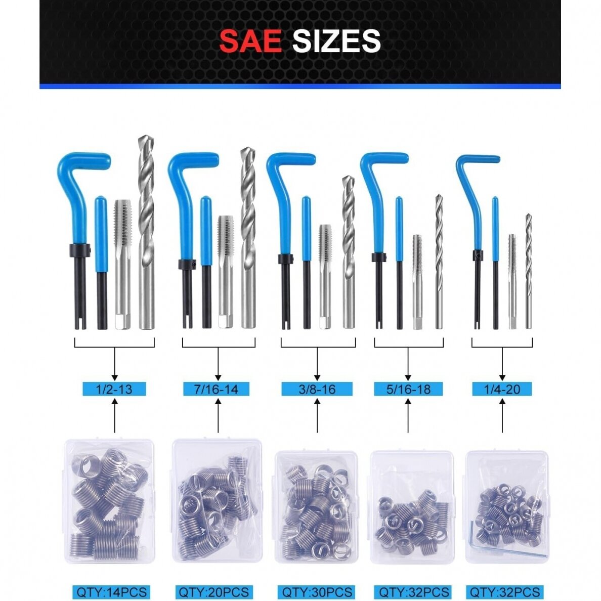 THREAD REPAIR KIT | M5 - M12 | HSS4241 | 320 PCS. (SK091320)