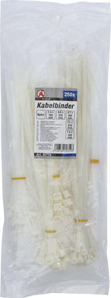 Kabelių dirželių asortimentas | balti | 100 x 300 mm | 250 vnt. (80778)