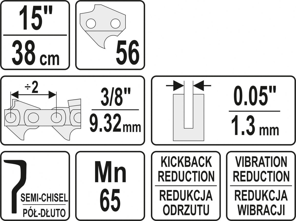 CHAIN FOR CHAINSAW | 15" 3/8" (YT-84952)