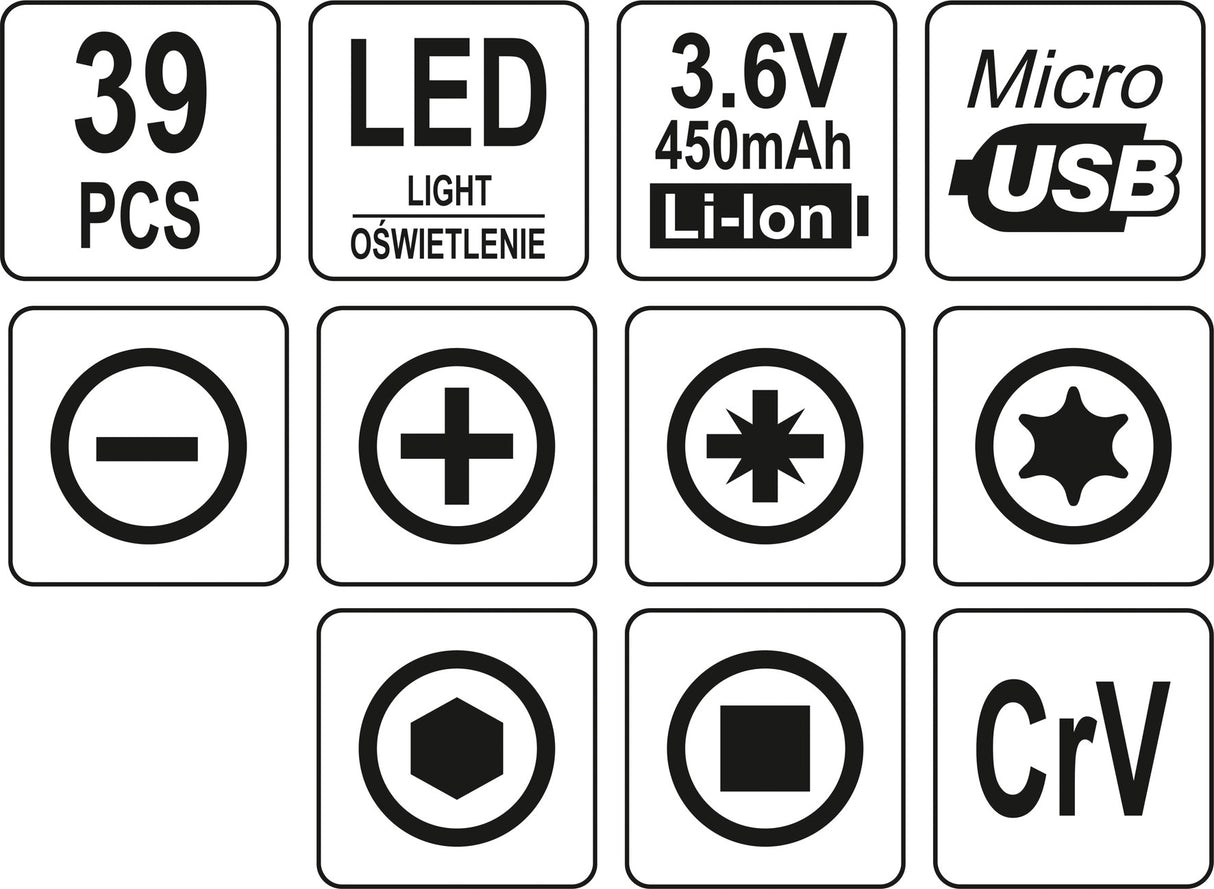 PRECISION SCREWDRIVER 3.6V WITH BITS (YT-27930)