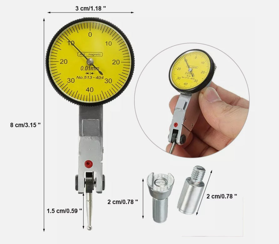 Tikslus precizinis pakreipimo svirties matuoklio indikatorius | 0,01 mm (DG2B)
