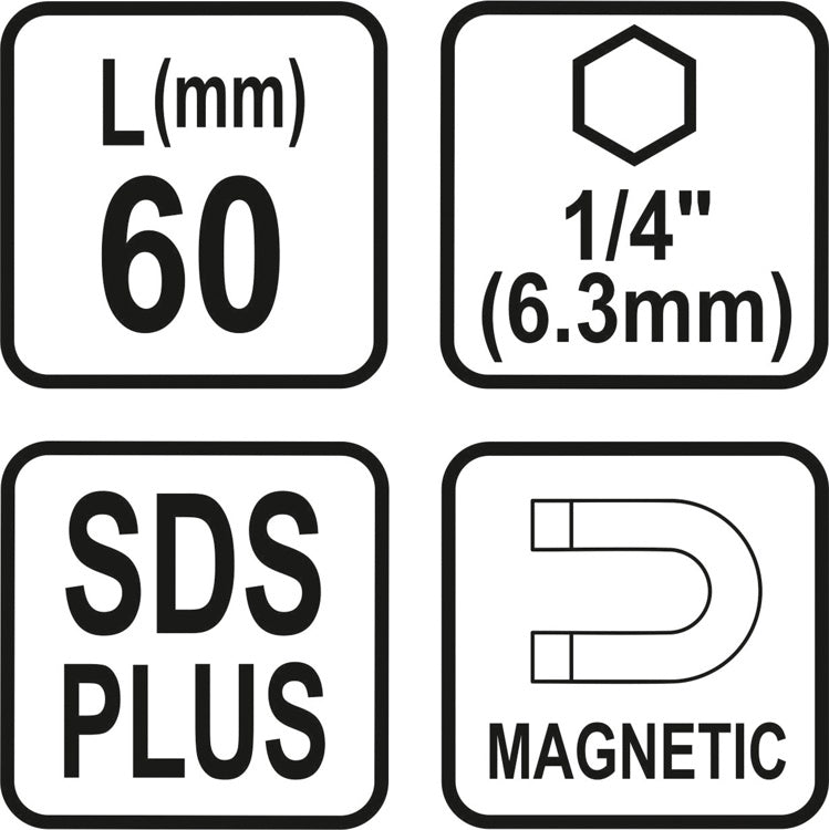 Держатель бит SDS | внутренний шестигранник 6,3 mm (1/4") | 60 mm