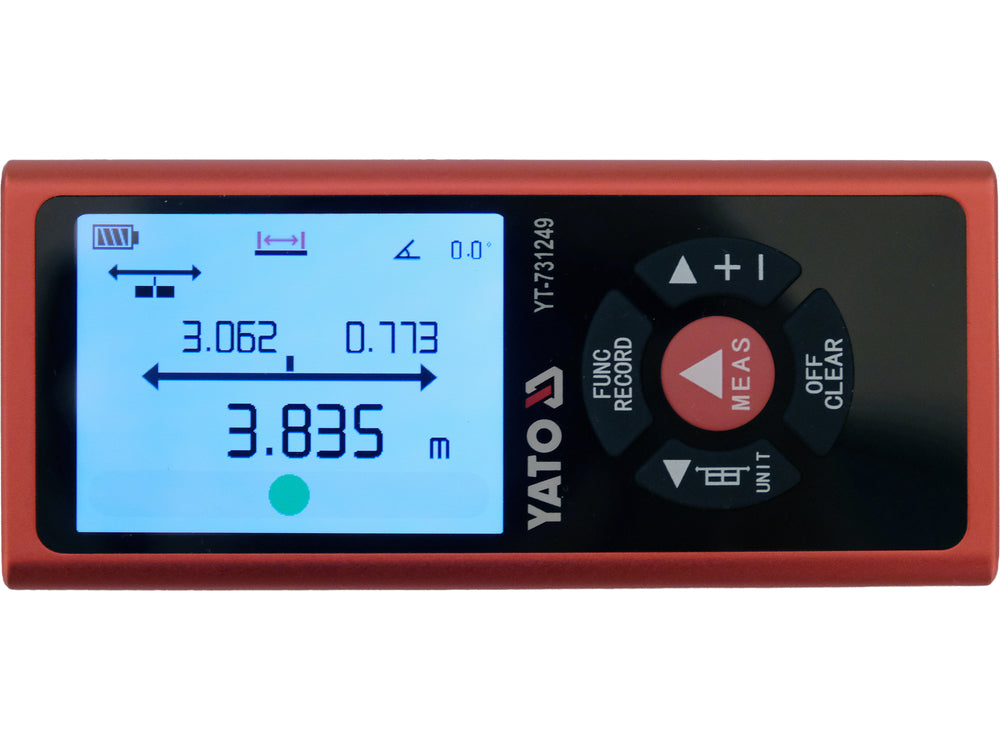DUAL-SIDED LASER DISTANCE METER | 0.05–120 M | COLOUR TFT DISPLAY | USB-C (YT-731249)