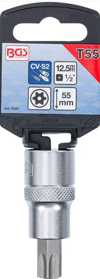 Бита в головке | 12,5 mm (1/2") | T-Star с отверстием (Torx) T55