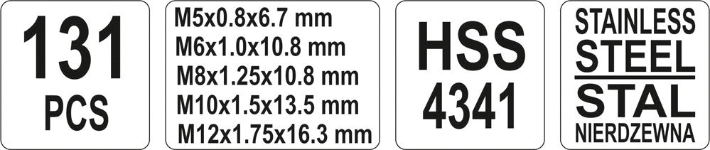 Набор для нарезки, восстановления и ремонта резьбы | M5-M12 | 131 шт.