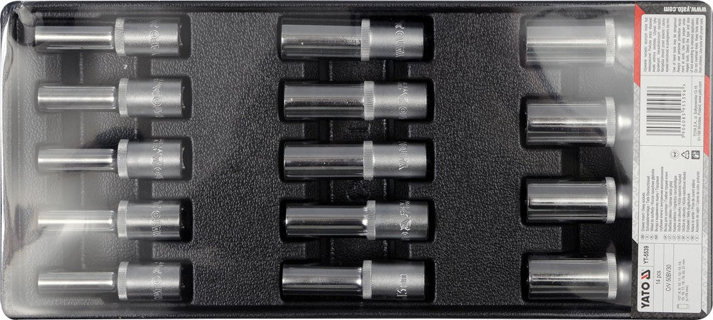 Набор инструментов для тележек | удлинённые головки 1/2" | 8-21 mm | 14 шт.