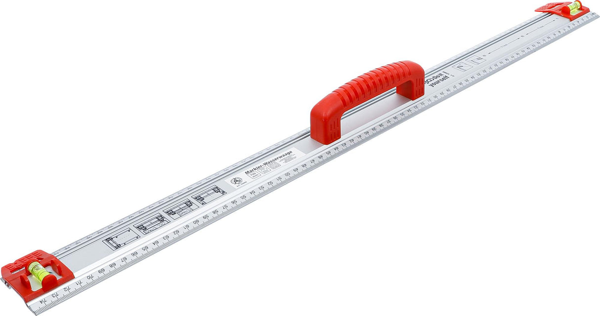 Pjovimo ir žymėjimo liniuotė | su rankena ir gulsčiuku | 750 mm (50866)