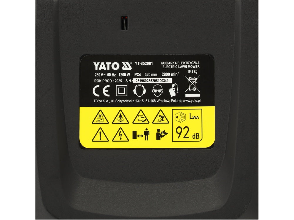 Žoliapjovė elektrinė | 1200W | 320 mm | 30 L (YT-852081)