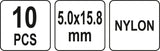 Kniedės plastikinės | 5,0 x 15,8 mm | 10 vnt. (YT-35981)