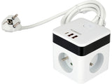 Сетевой удлинитель кубической формы с заземлением | 5 розеток + USB | 1,0 мм2 | 1,4 м (72480)
