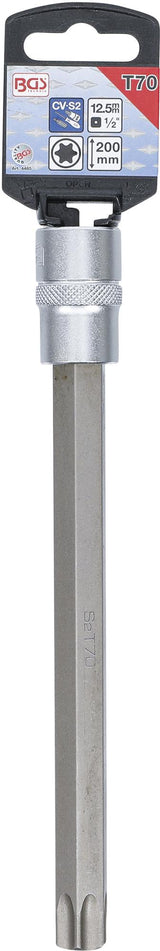 Antgalis įpresuotas į galvutę | ilgis 200 mm | 12,5 mm (1/2") | T-star (Torx) T70 (4485)