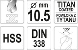 Сверло по металлу HSS-TIN 10.5 mm