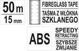 Matavimo juosta stiklo pluošto | 50 m X 15 mm geodezinė (YT-71541)