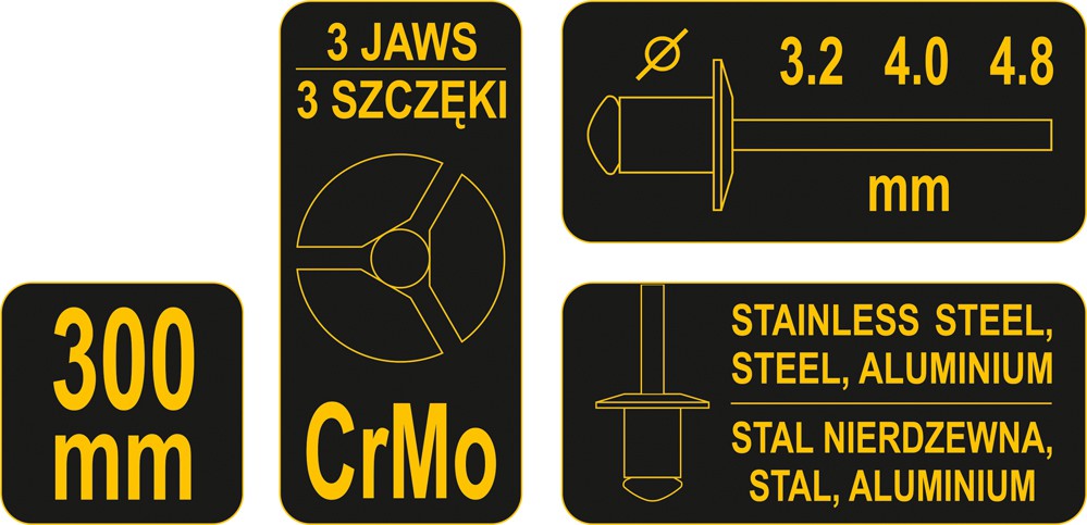 Kniediklis ilgom rankenom | 3.2, 4.0, 4.8 mm (70201)
