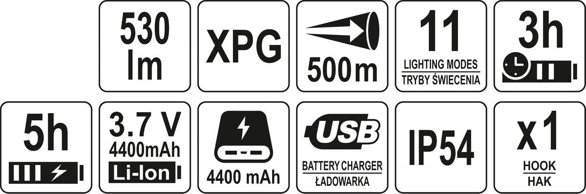 Prožektorius daugiafunkcinis akumuliatorinis | 3IN1 | 4400 mAh (YT-08579)