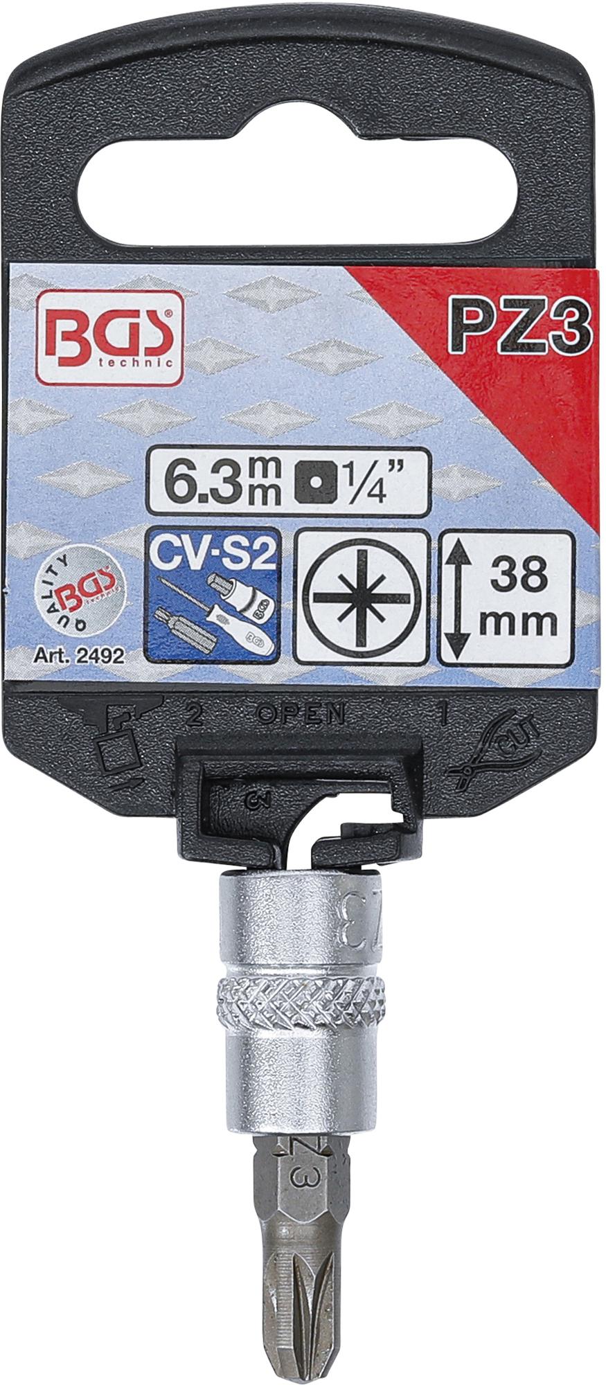 Antgalis įpresuotas į galvutę | 6.3 mm (1/4") | Kryžminis PZ3 (2492)