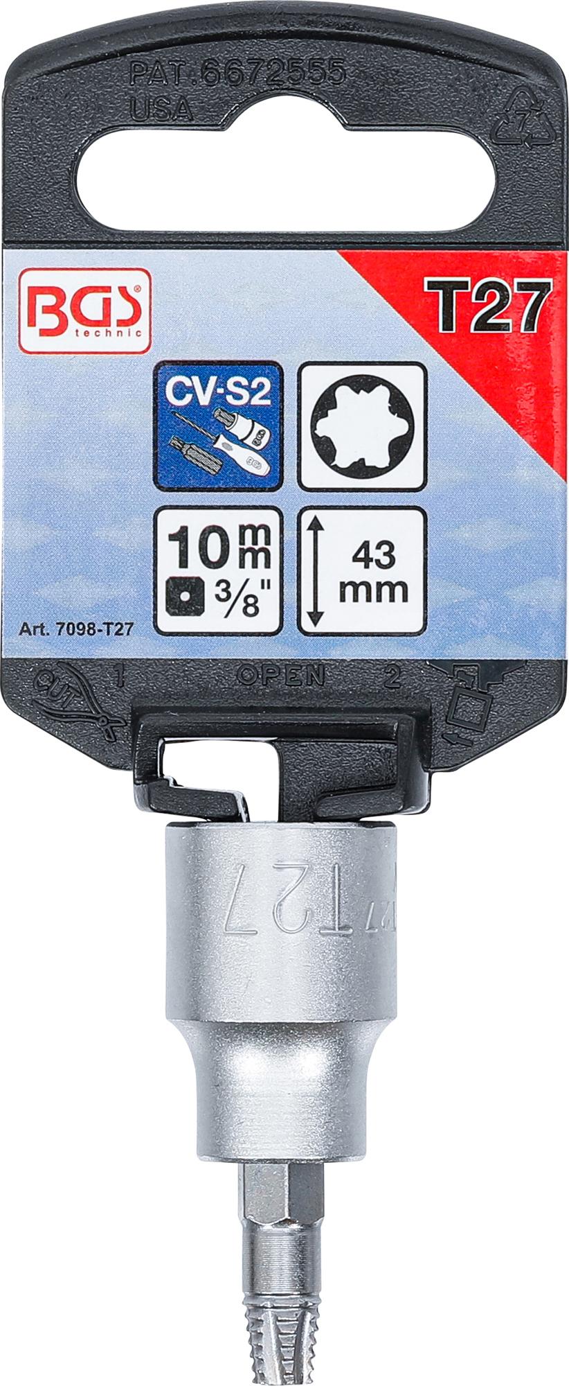 Sraigtinis ištraukimo antgalis | 10 mm (3/8") | pažeistam T-Star (Torx) T27 (7098-T27)