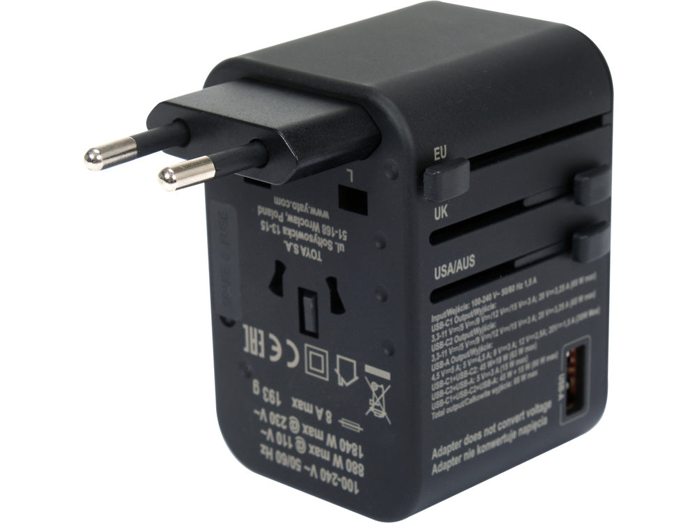 Путешествующий адаптер | универсальный | более 150 стран / USB-C PD 65W