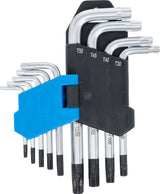 L tipo raktų rinkinys | trumpi | T-Star su skylutėm (Torx) T10 - T50 | 9 vnt. (809)