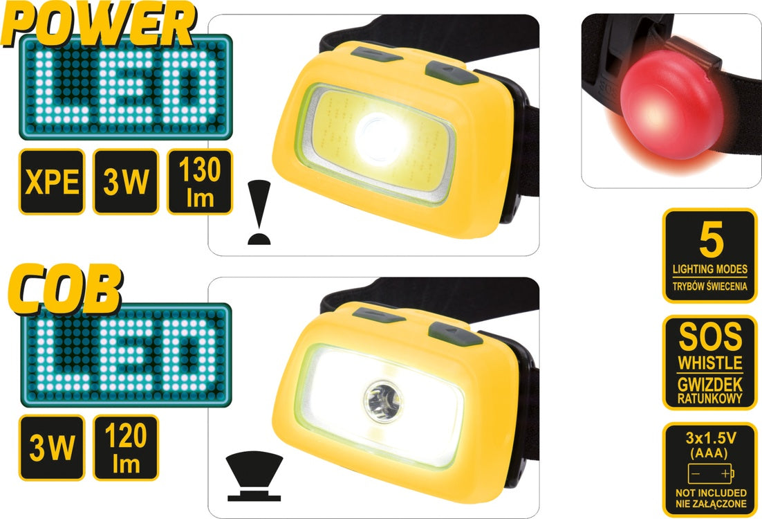 HEADLAMP XPE CREE 3W + COB LED 3W (88678)