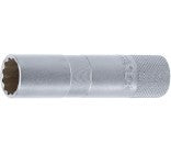 SPARK PLUG SOCKET WITH RUBBER MOUNT, 12-POINT, LONG | 10 MM (3/8") | 16 MM (2448)