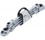 DOUBLE RATCHET RING SPANNER SET | ADJUSTABLE | WITH E-TYPE RING HEADS | E6 - E24 | 4 PCS. (71028)