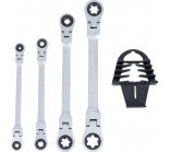 DOUBLE RATCHET RING SPANNER SET | ADJUSTABLE | WITH E-TYPE RING HEADS | E6 - E24 | 4 PCS. (71028)